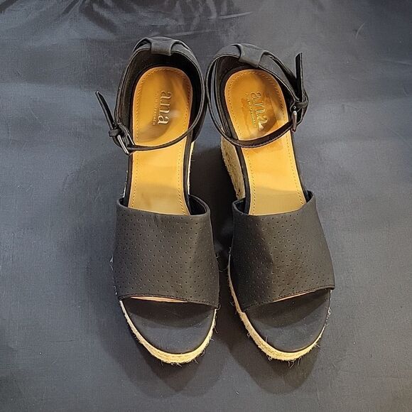 BRAND NEW A.N.A WOMEN'S OPEN TOE WEDGE ADJUSTABLE BUCKLE ANKLE STRAP SANDAL - Picture 3 of 14